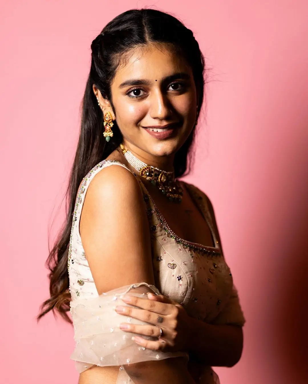 Priya Prakash Varrier Stills in White Lehenga Choli